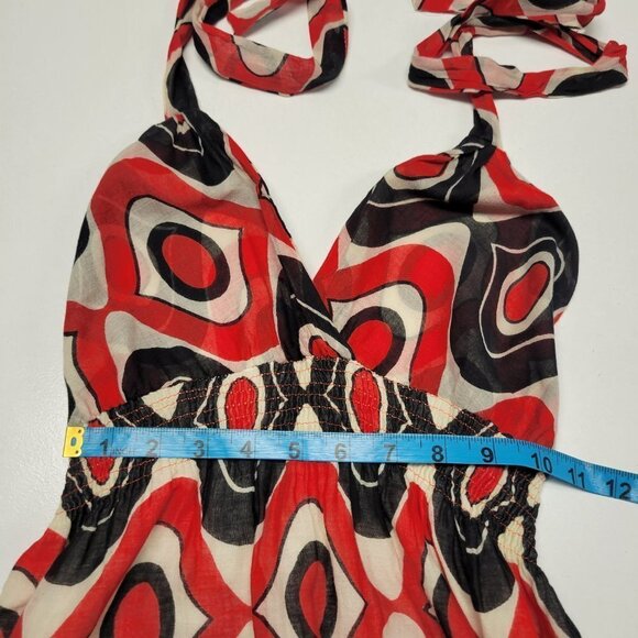 HALTER Tie Cotton Summer Midi Maxi Dress Size S/M - Picture 9 of 14